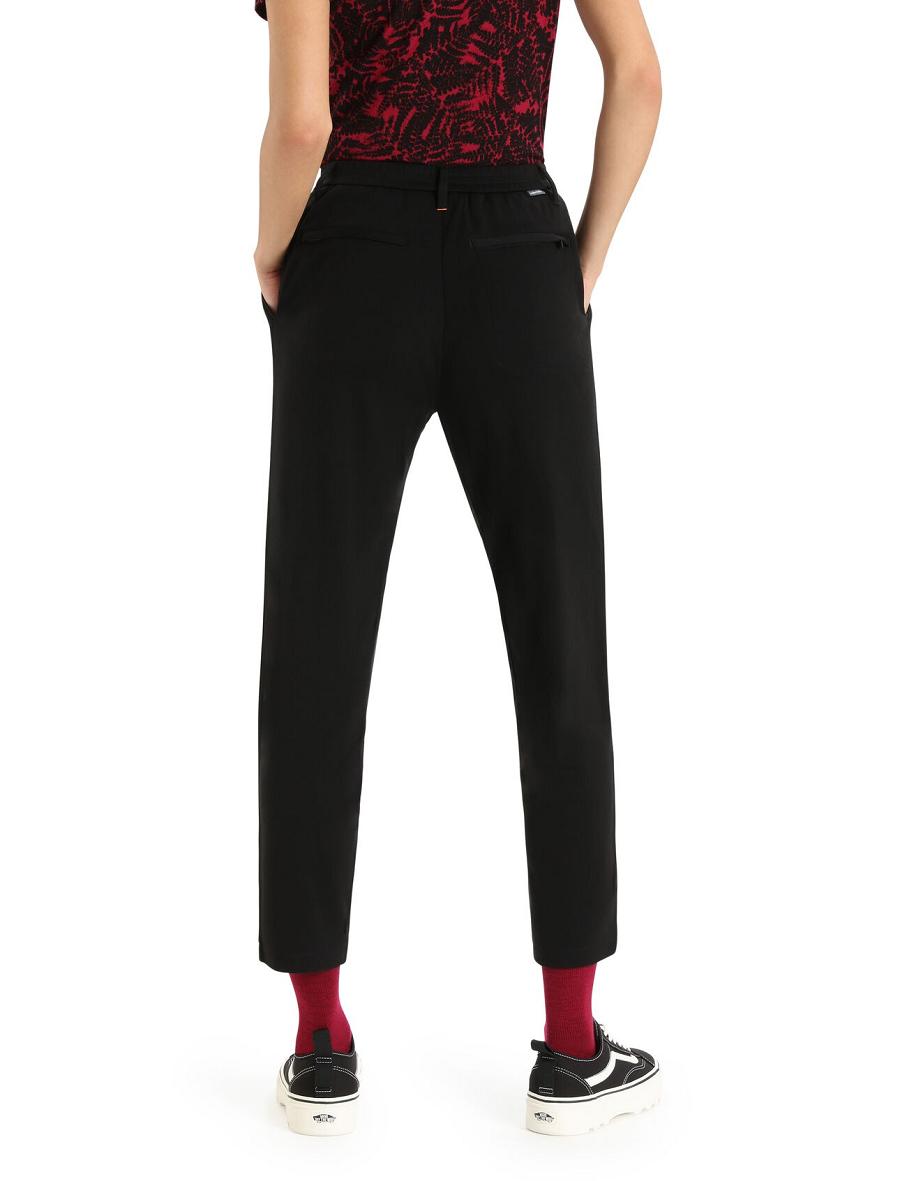 Pantalon Icebreaker MerinoFine™ Interlock Femme Noir | FR 1523QMAZ